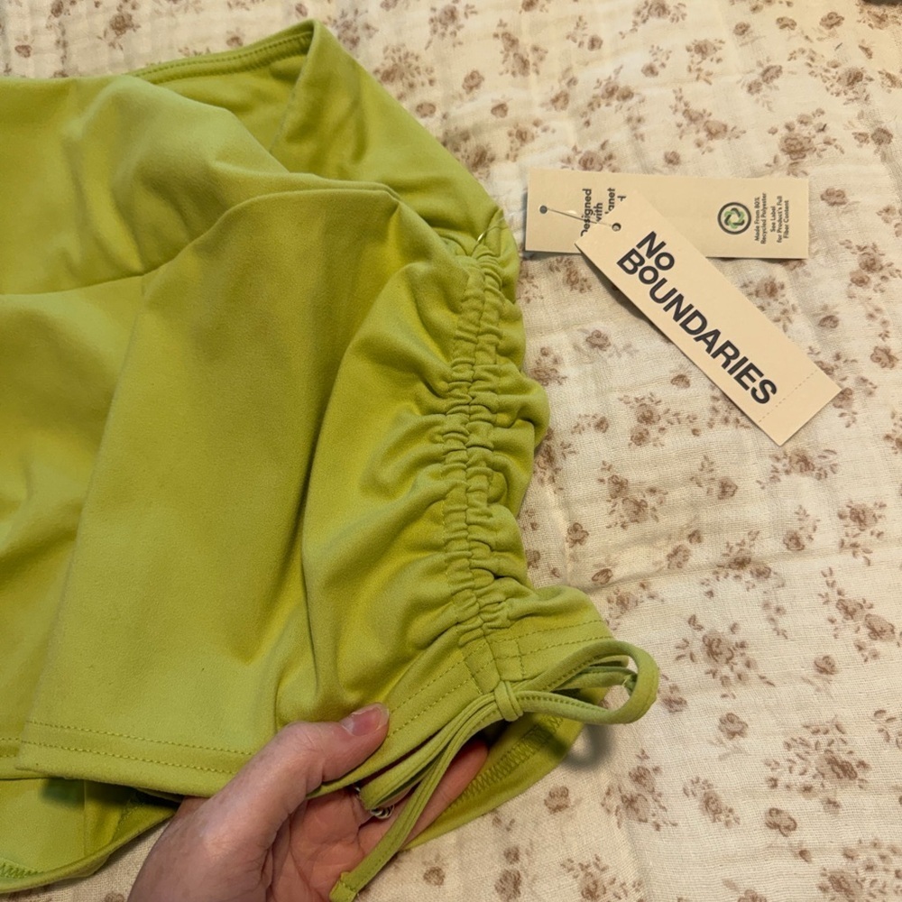 No Boundaries Green & Orange ruched Bike Short - Picture 6 of 11
